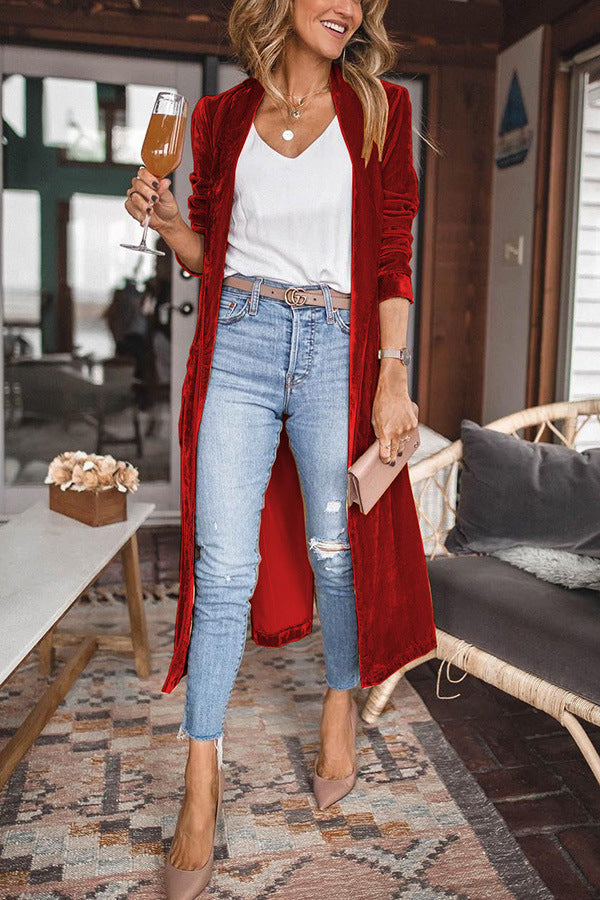 Ladies Stylish Suede Kimono Jacket - Isabella-Red-S-State of Style