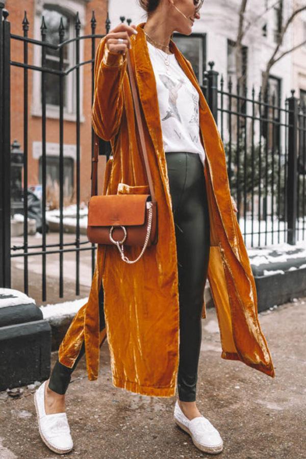 Ladies Stylish Suede Kimono Jacket - Isabella-Yellow-S-State of Style