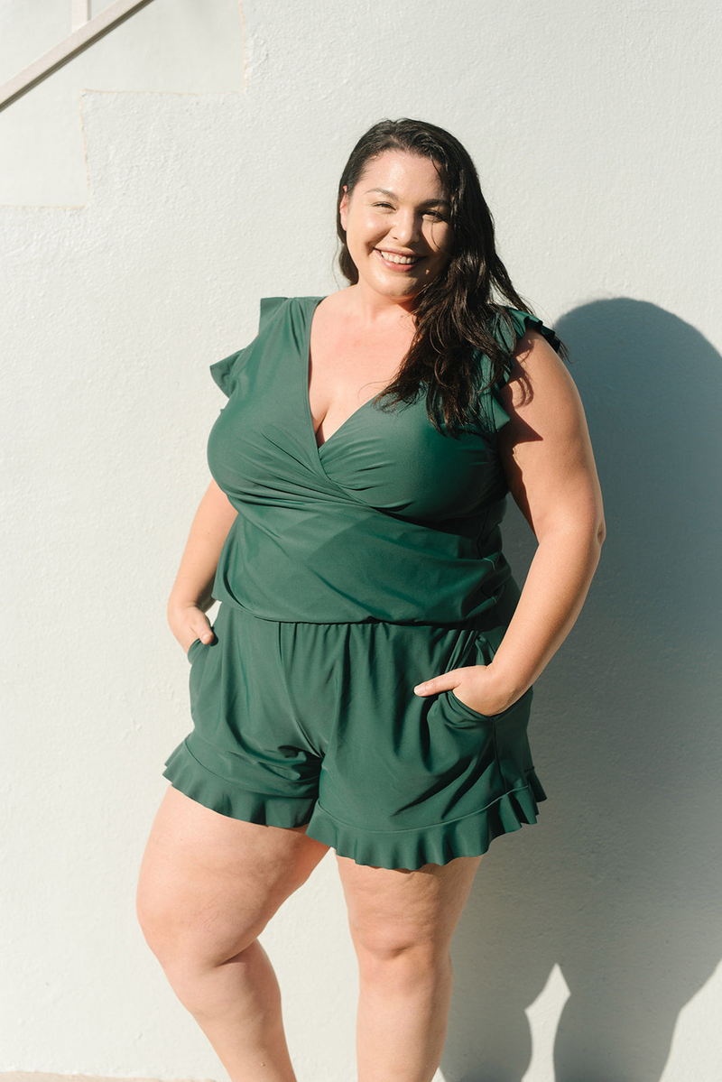 Ladies' swimming overall with integrated bra – Marisa-Peacock green-XS-State of Style