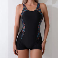 Ladies' swimsuit with graphic print – Valentina-Black-S-State of Style