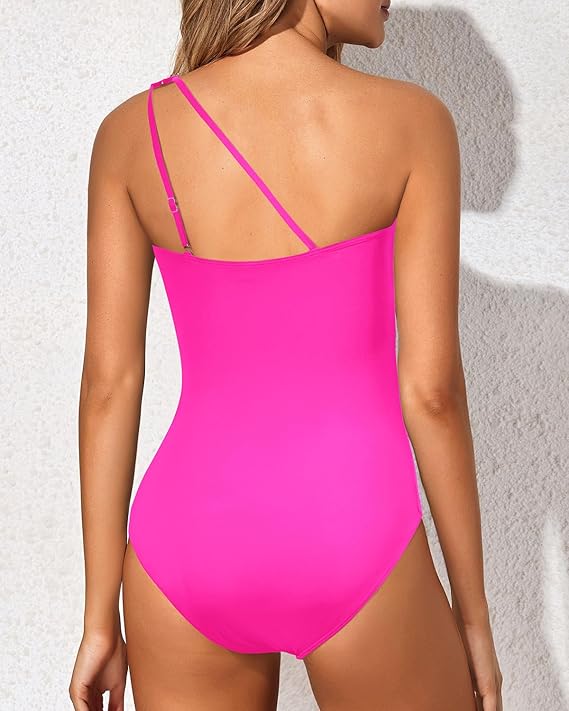 Ladies' swimsuit with one-shoulder design and tummy control – Valeria-Leopard-S-State of Style