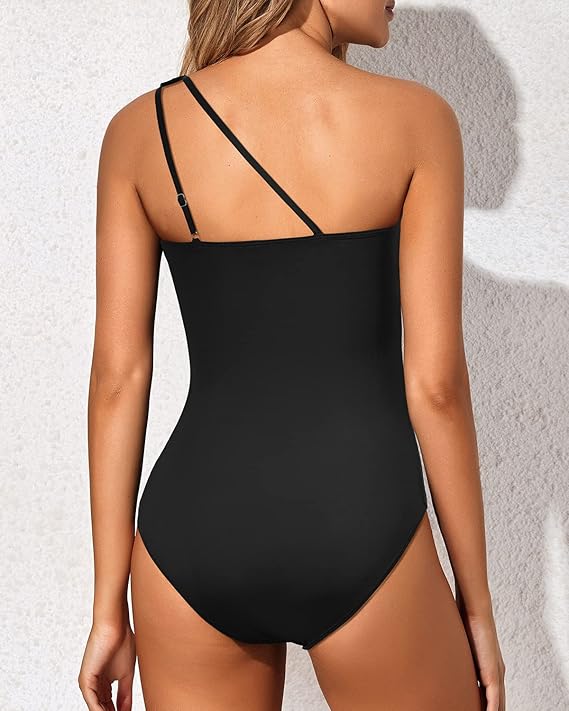 Ladies' swimsuit with one-shoulder design and tummy control – Valeria-Leopard-S-State of Style