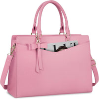 Waterproof PU Leather Laptop Tote Bag with Multi-Pocket Design for Women