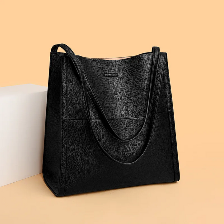 Large Leather Handbag with Royal Capacity - DailyLux-Black-State of Style