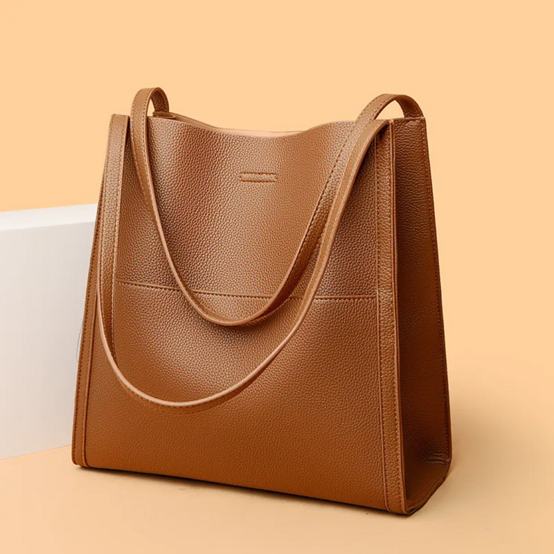 Large Leather Handbag with Royal Capacity - DailyLux-Brown-State of Style