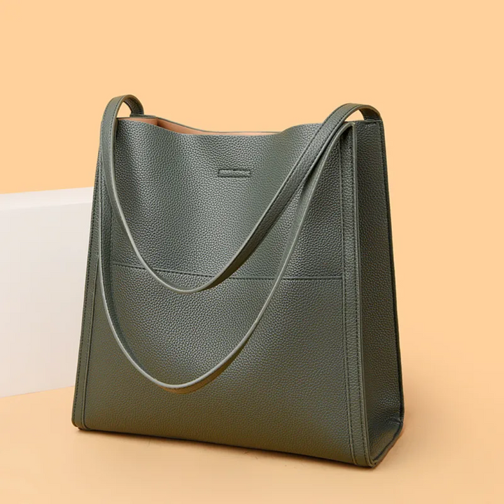 Large Leather Handbag with Royal Capacity - DailyLux-Green-State of Style