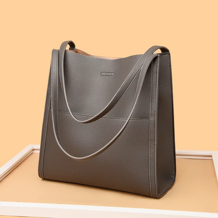 Large Leather Handbag with Royal Capacity - DailyLux-Grey-State of Style
