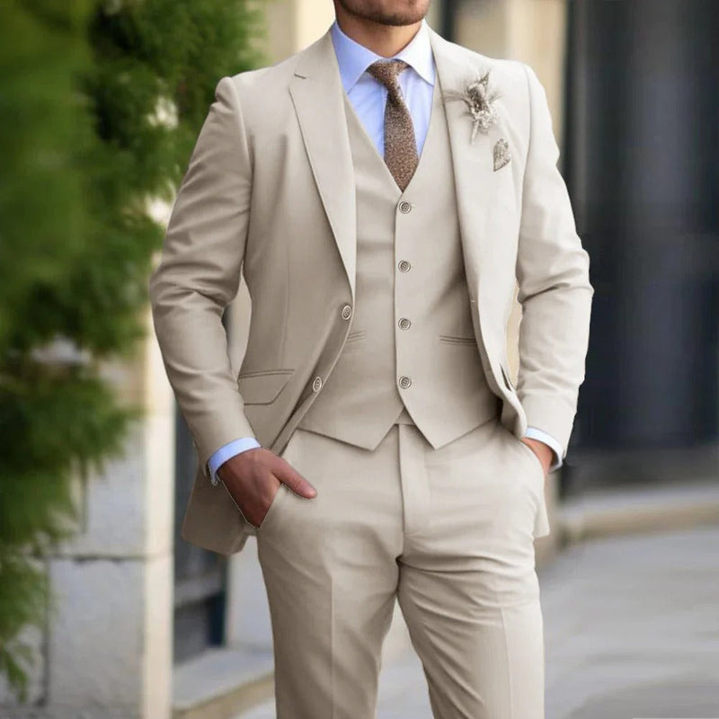 Layered 3-Piece Men's Suit - Weston-Beige-XS-State of Style