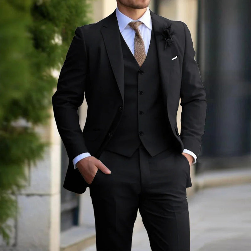 Layered 3-Piece Men's Suit - Weston-Black-XS-State of Style
