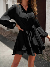 Layered Dress with Waistband - Lena-Black-S-State of Style