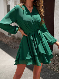 Layered Dress with Waistband - Lena-Green-S-State of Style