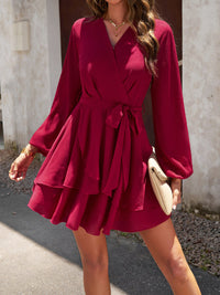 Layered Dress with Waistband - Lena-Red-S-State of Style