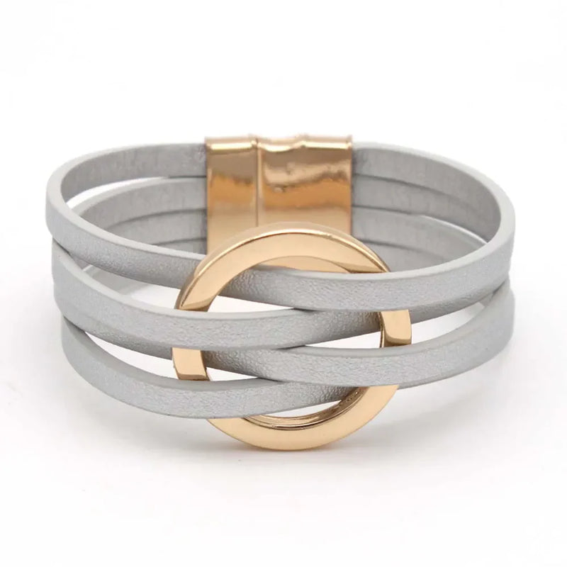 Layered Leather Wrap Bracelet | Trendy Multi-Strand Jewellery-925 Silver-State of Style