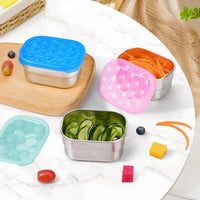 Leak-proof Stainless Steel Snack Containers with Silicone Lid - 250ml-Red/Purple/Pink-State of Style