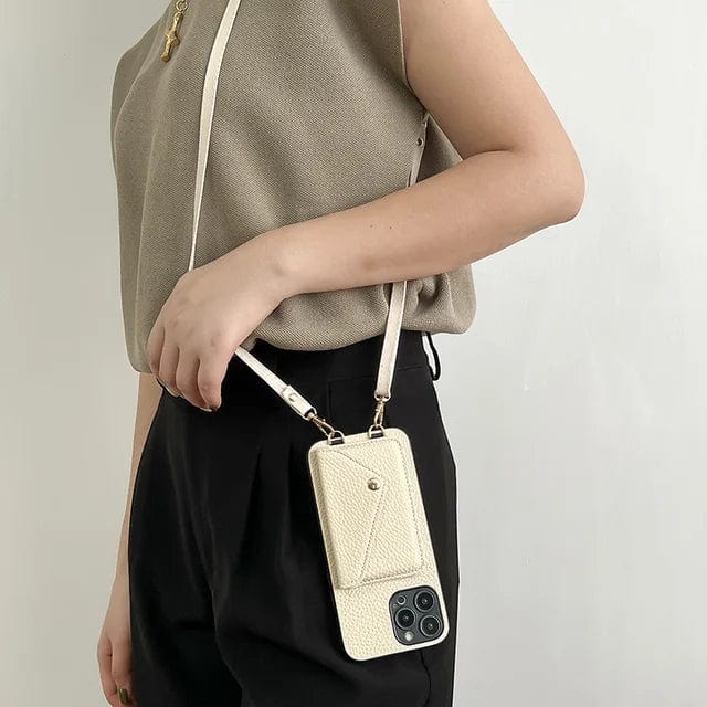 Leather Crossbody Phone Case - Urban Chic-Beige-iPhone 12-State of Style