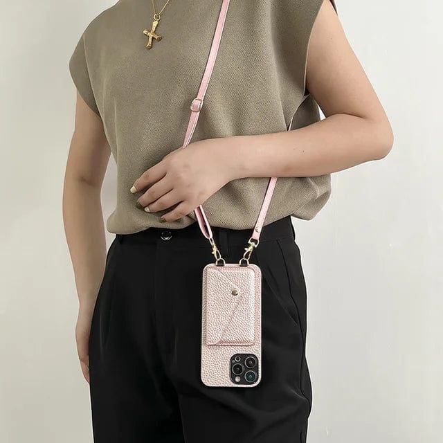 Leather Crossbody Phone Case - Urban Chic-Pink-iPhone 12-State of Style