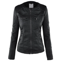 Leather Hooded Jacket for Women - Emma-Black-S-State of Style