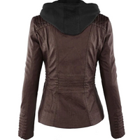 Leather Hooded Jacket for Women - Emma-Black-S-State of Style
