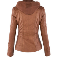 Leather Hooded Jacket for Women - Emma-Black-S-State of Style