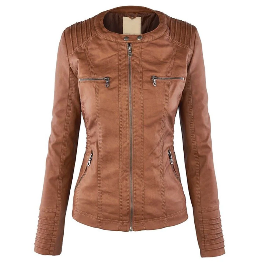 Leather Hooded Jacket for Women - Emma-Black-S-State of Style