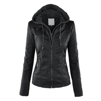 Leather Hooded Jacket for Women - Emma-Black-S-State of Style