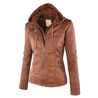 Leather Hooded Jacket for Women - Emma-Brown-S-State of Style