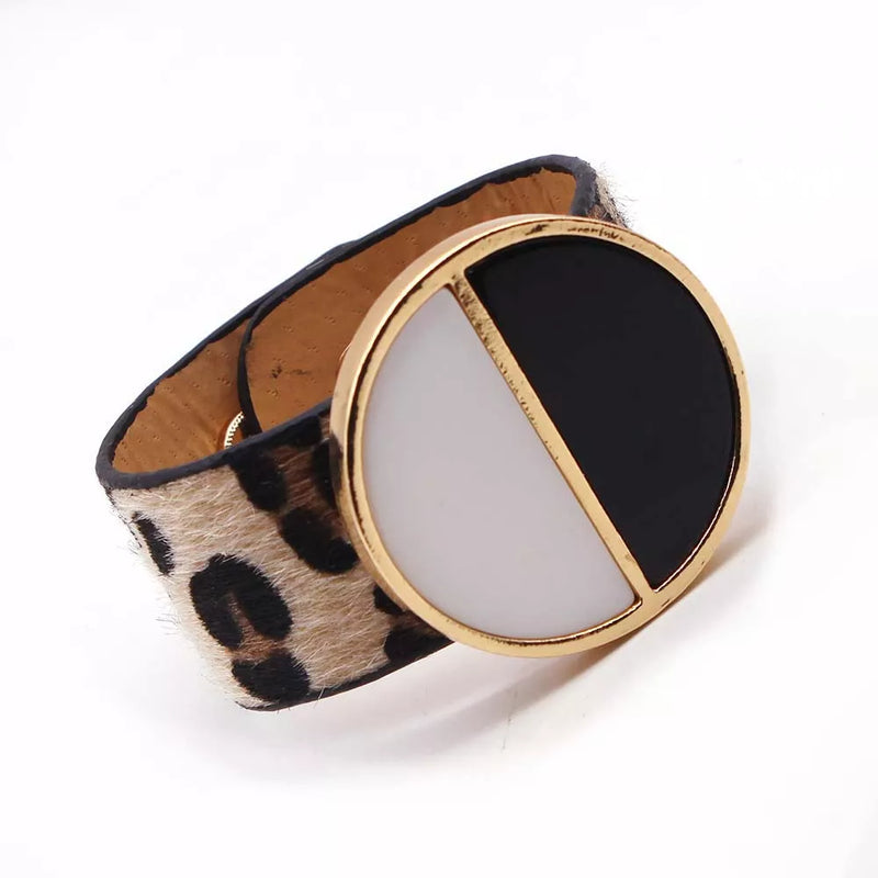 Leather Leopard Wrap Bracelet | Exquisite Handcrafted Accessory-BLACK-AND-WHITE-State of Style