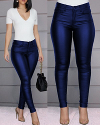 Leather stretch trousers with a high waist - Raffaela-Black-S-State of Style