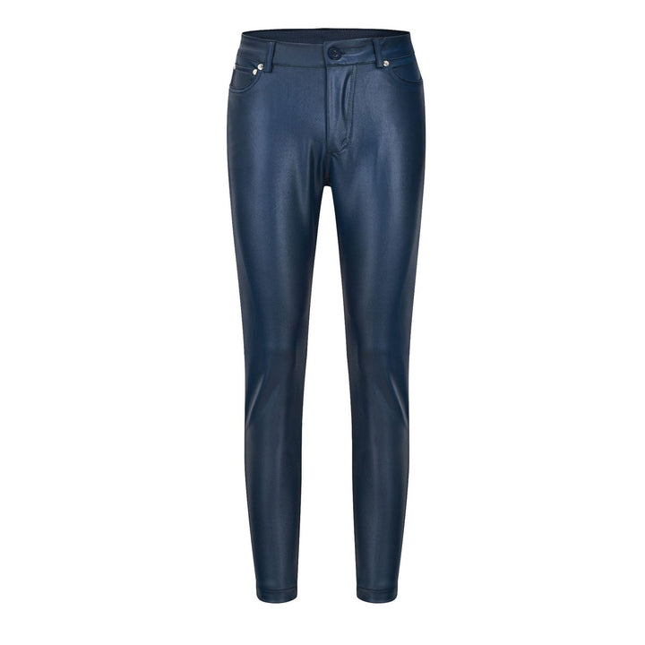 Leather stretch trousers with a high waist - Raffaela-Black-S-State of Style