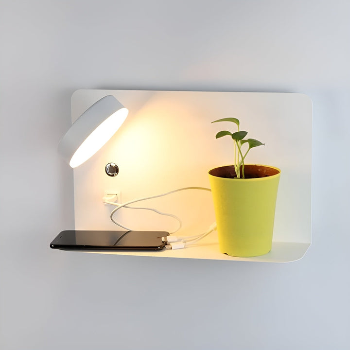 LED Wall Lamp with USB Charger and Switch - GlowPort-White-State of Style
