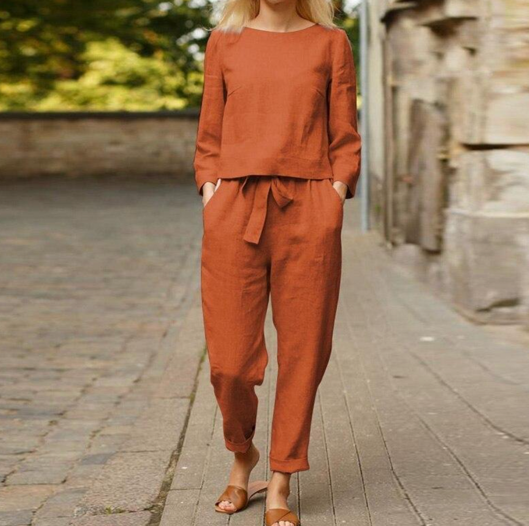 Lenora Linen Set | Spring & Summer Outfit | Comfortable & Stylish-Apricot-M-State of Style