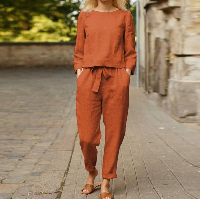 Lenora Linen Set | Spring & Summer Outfit | Comfortable & Stylish-Apricot-M-State of Style