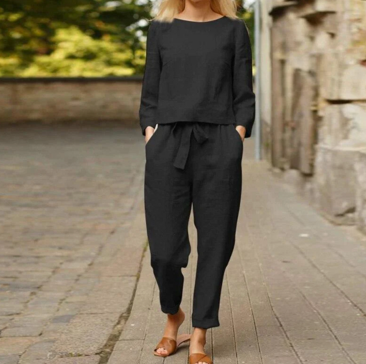 Lenora Linen Set | Spring & Summer Outfit | Comfortable & Stylish-Black-M-State of Style