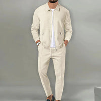 Leo - Casual Men's Set with Blazer and Classic Pants-Beige-S-State of Style