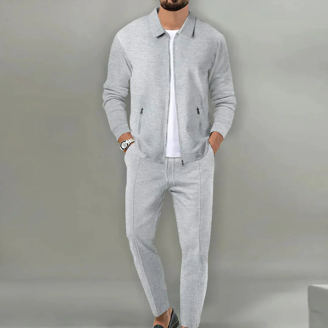 Leo - Casual Men's Set with Blazer and Classic Pants-Grey-S-State of Style