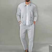 Leo - Casual Men's Set with Blazer and Classic Pants-Grey-S-State of Style