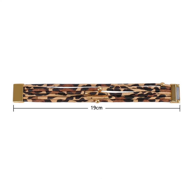 Leopard Leather Bracelet | Multi-Layer Fashion Jewellery-State of Style