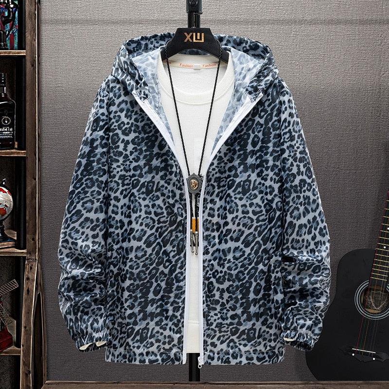 Leopard Print Jacket | Stylish and Bold Women's Outerwear-Blue-S-State of Style