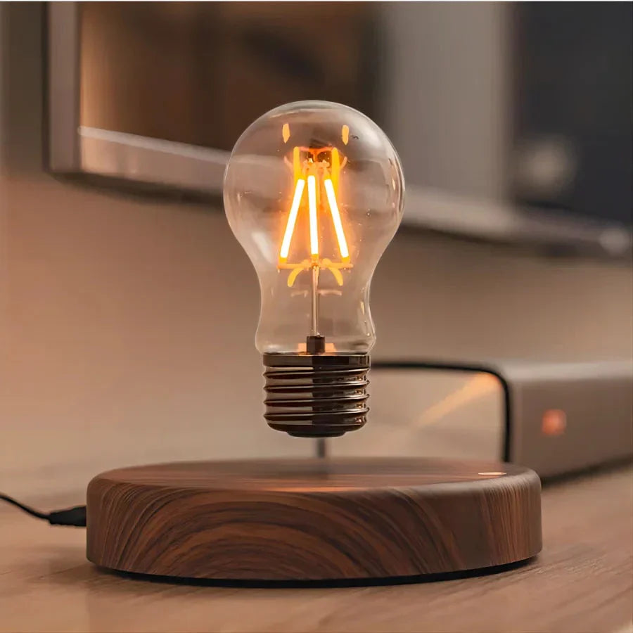 Levitating Light Bulb with Walnut Wood Base - LevitaLux-Circle-State of Style