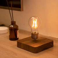 Levitating Light Bulb with Walnut Wood Base - LevitaLux-Square-State of Style