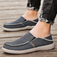 Light canvas slip-ons for men | Breathable summer espadrilles - Niko-Dark grey-6-State of Style