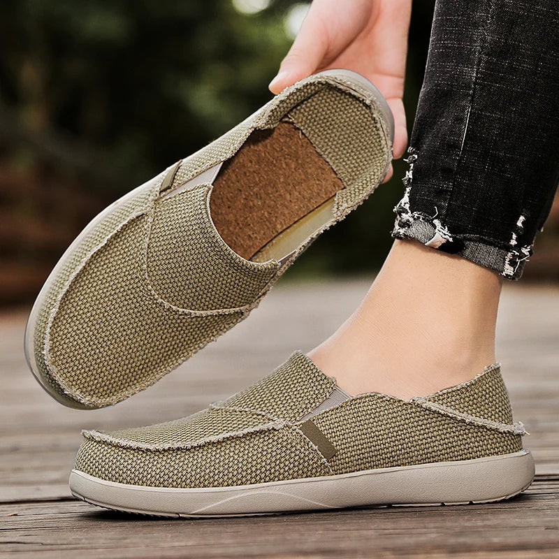 Light canvas slip-ons for men | Breathable summer espadrilles - Niko-Khaki-6-State of Style