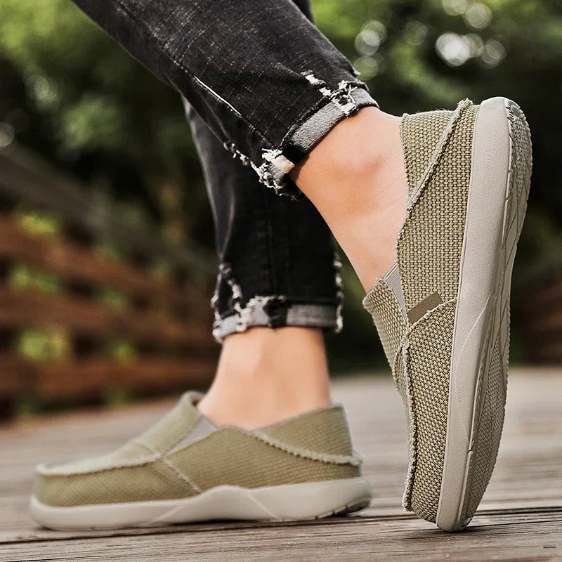 Light canvas slip-ons for men | Breathable summer espadrilles - Niko-Khaki-6-State of Style