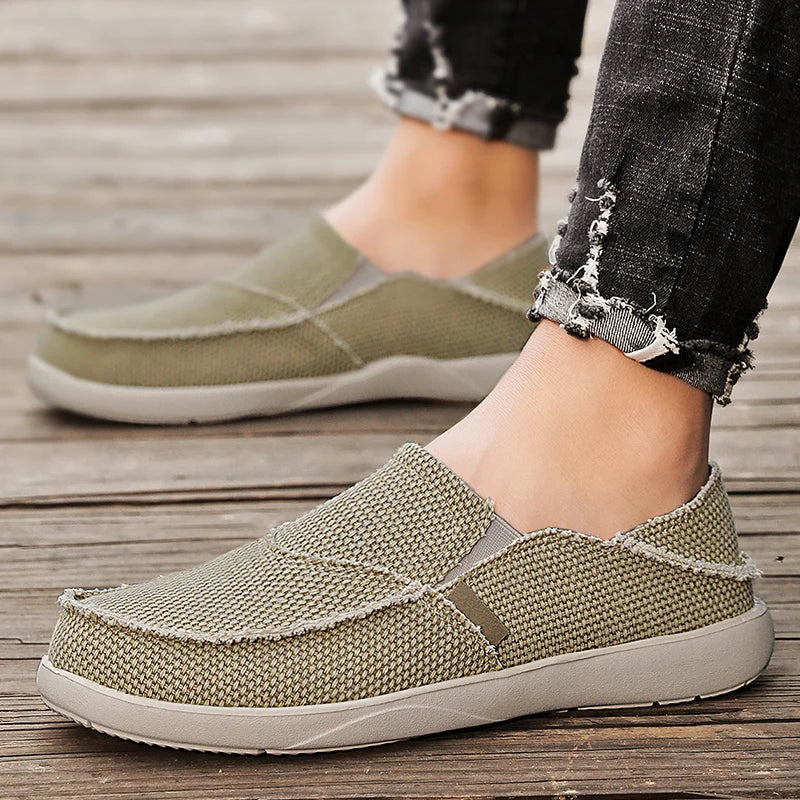 Light canvas slip-ons for men | Breathable summer espadrilles - Niko-Khaki-6-State of Style