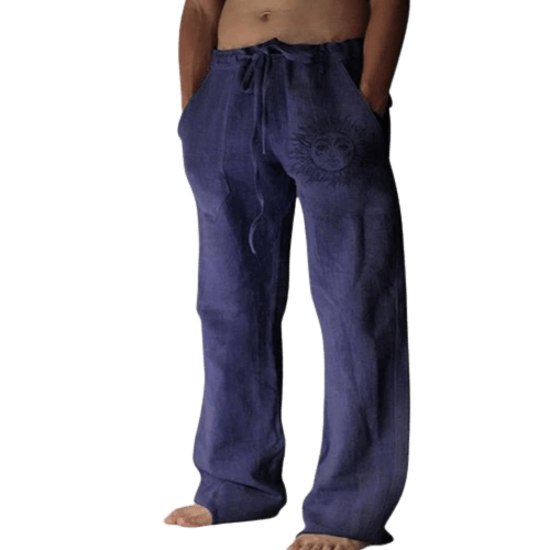 Light & comfortable men's summer trousers made of linen – Nilo-Blue-S-State of Style