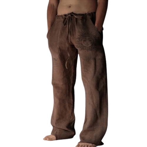 Light & comfortable men's summer trousers made of linen – Nilo-Brown-S-State of Style