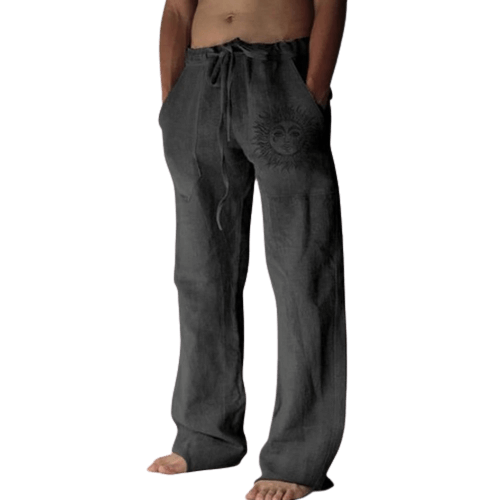 Light & comfortable men's summer trousers made of linen – Nilo-Dark grey-S-State of Style