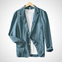 Light men's linen blazer made from a cotton blend – Julian-Blue-S-State of Style