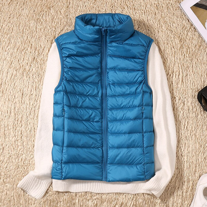 Light quilted vest with a feminine fit – Juliette-Blue-S-State of Style