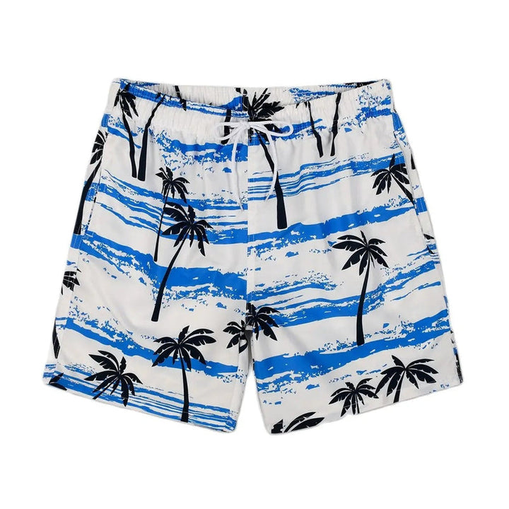 Light summer shorts with palm print for men – Nico-White/Blue-S-State of Style